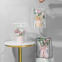 2 pçs sacos de presente sacos de compras sacolas caixa de presente dobrável buquê floral caixa de embalagem de papelão decoração para festa de aniversário de casamento - Image 1