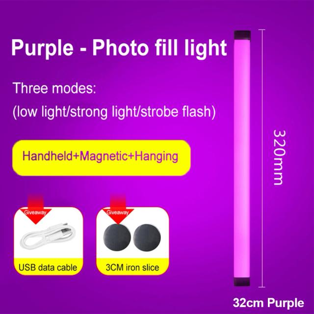 Luz LED RGB para Fotografia e Decoração, Lâmpada Atmosfera Colorida Recarregável para Quarto e Estúdios
