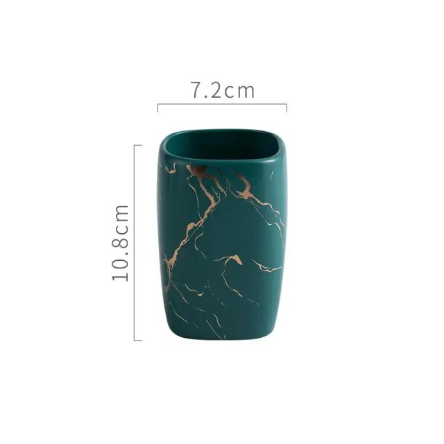 Conjunto Nórdico: Caneca e Copo de Cerâmica com Suporte para Escova de Dentes e Armazenamento Elegante para Banheiro