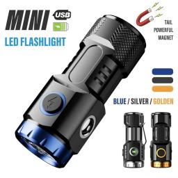 Mini lanterna led recarregável, luz de acampamento com luzes laterais e abajur traseiro com ímã adequado para explorar, acampar - Image 1