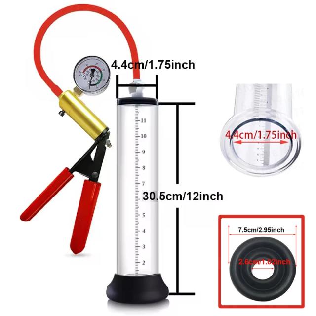 Bomba de Vácuo Masculina Acrílica Ampliador Peniano Manual 22.9cm