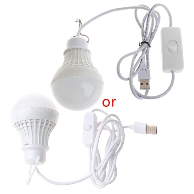 Lâmpada LED Inteligente USB para Acampamento: Luz Noturna de 5W com Gancho para Economia de Energia
