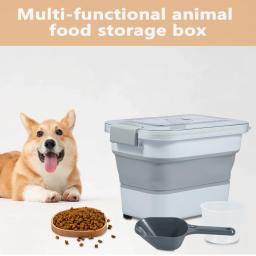 Recipiente De Armazenamento De Alimentos Hermético para Gato e Cão, 12 L, 20L, Recipiente De Armazenamento De Alimentos Para Animais De Estimação, Caixa De Armazenamento De Alimentos Dobrável - Image 2