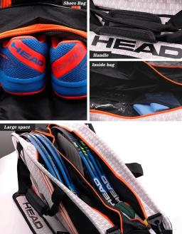 Saco de raquete de tênis impermeável com cabeça, mochila esportiva grande, saco de badminton de ginástica ao ar livre, raquete com alça, 4-9 - Image 4