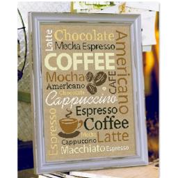 Coffee Letter Chocolate Kit Ponto Cruz, Linha Algodão, Linho Bordado Canvas, Bordado DIY, Design, 14ct, 18ct - Image 1