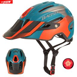 BATFOX-Capacetes de bicicleta para homens e mulheres, capacete MTB, capacete de ciclismo, integralmente moldado, capacete de mountain bike, luz, laranja, 2022 - Image 1