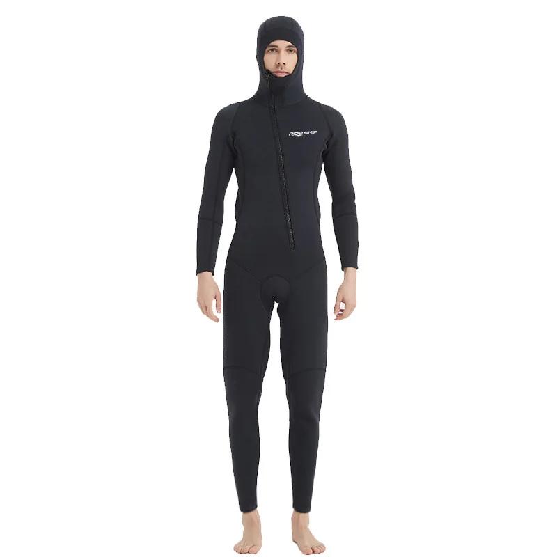 Oulylan-Fato de mergulho em neoprene para homens e mulheres, traje manga comprida, encapuzado, 3mm, zíper frontal, mergulho, natação, mergulho - Image 1