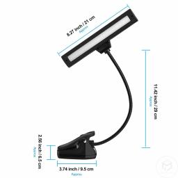 Música recarregável Stand Light, Clip On Reading Light, Cabeceira Noite, USB Book Lamp, 3 cores, 19 LED - Image 5
