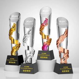 Prêmios De Troféu De Cristal Criativo Personalizado, Esportes Universal Trofeo, Decoração De Casa, Resina Irregular Ouro, Prata, Coluna De Cobre, 1Pc - Image 5