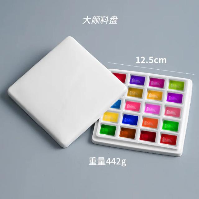 Paleta Quadrada de Cerâmica para Mistura de Cores e Pintura com Aquarela, Guache e Acrílico