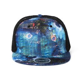 Boné de beisebol com impressão de penas para homens e mulheres Hip Hop, chapéu de camionista de malha respirável, streetwear, viseira plana, bonés snapback, verão - Image 2