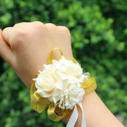 Pulso Corsage Ribbon Pulseira, flores rosas, dama de honra Wedding Party Decoration, Decoração nupcial - Image 1