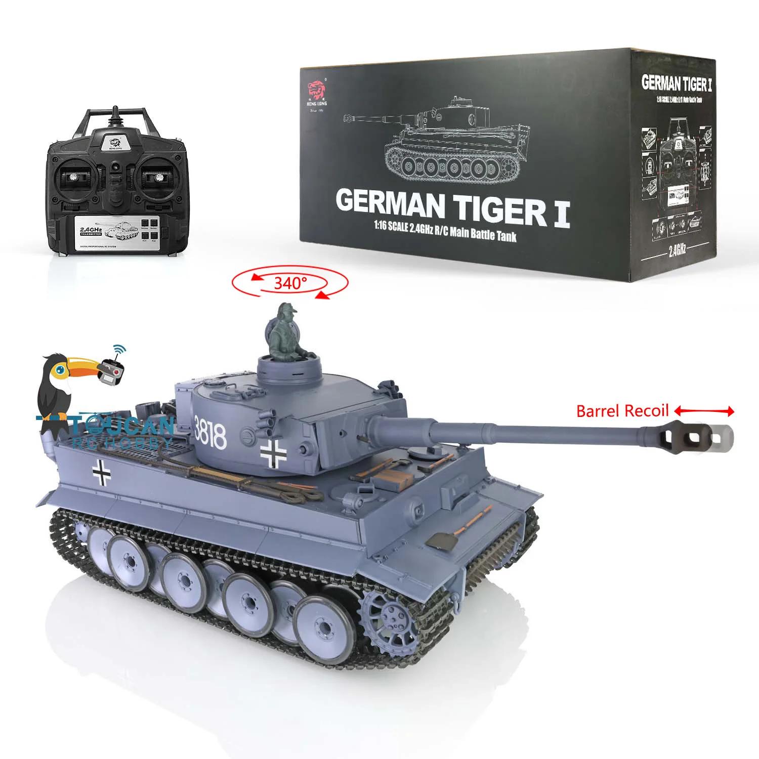 Brinquedos rc 2.4ghz heng longo 1/16 7.0 alemão tigre i tanque modelo de controle rádio 3818 barril recuo bb airsoft fumaça panzer th17234 - Image 1