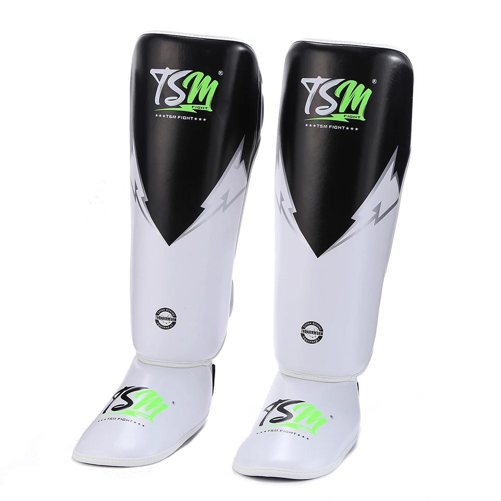 Tsm boxe perna guarda muay thai caneleira e pé volta sanda treinamento de combate para adultos e crianças proteção competição - Image 1