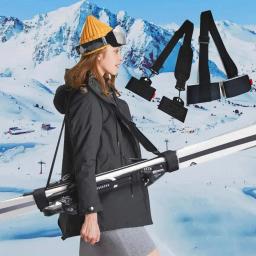 Alça de suporte de esqui e pólo ajustável, alças de suporte de esqui de nylon, alça de transporte portátil para snowboard, acessórios de esqui e snowboard - Image 4