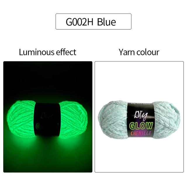 Fio de poliéster luminoso para tricô à mão, brilha no escuro - ideal para suéteres, tapetes, chapéus e projetos de bricolagem