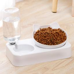 Alimentador automático do animal de estimação com dispensador de água, cão e gato tigela de comida, Double Drinking Dish, suporte levantado - Image 3