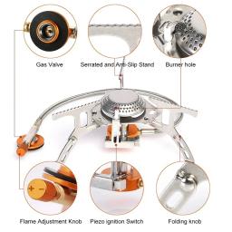 Fogão a gás de acampamento portátil, Fogão dobrável ao ar livre, Equipamento turístico para cozinhar, caminhadas, piquenique, 3500W - Image 6