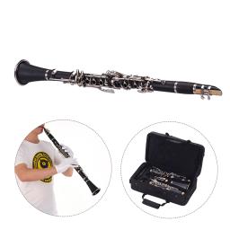 ABS 17-chave clarinete com estojo, Bb plana, luvas, pano de limpeza, Mini chave de fenda, Reed Case, 10pcs palhetas, instrumento de sopro - Image 5