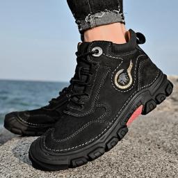 Botas de alpinismo de couro impermeável, resistente ao desgaste, luxuoso, quente, ao ar livre, trabalho, caminhada, botas de neve, alta qualidade, inverno - Image 5