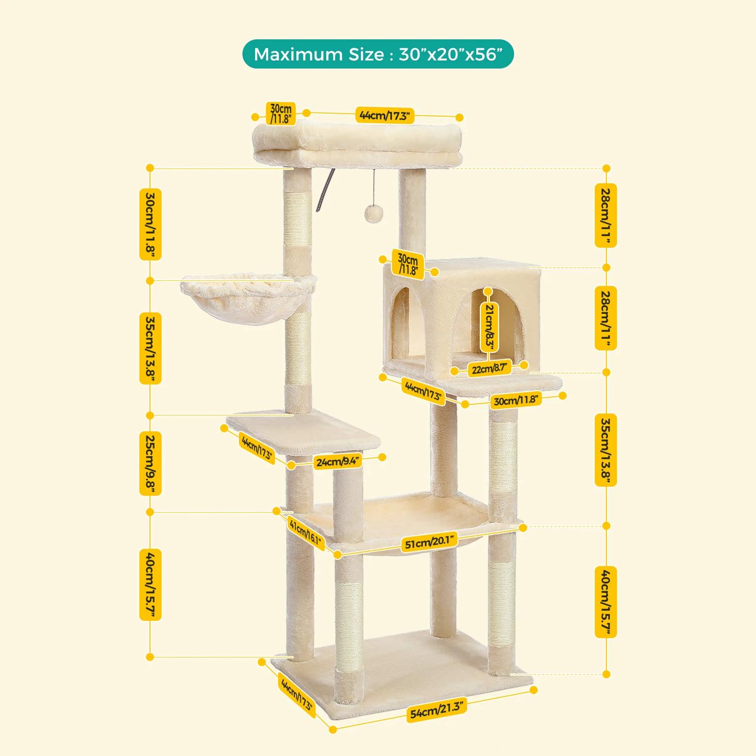 Árvore de gato multi-nível com arranhões, grande torre, rede, brinquedos de gatinho, pet suprimentos, acessórios para animais - Image 1