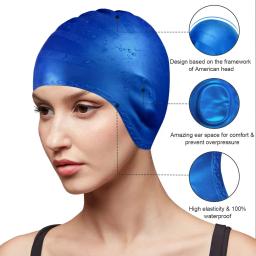 Touca de natação de silicone capa orelhas para homens mulheres proteção de ouvido à prova dwaterproof água 3d durável à prova de umidade borracha de natação - Image 3