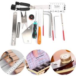 Guitarra Repair Tool Kit, 3 em 1 Ferramentas de Manutenção Cordas Winder, Niveling Action Régua, Fret Lixar Arquivo Set, 20Pcs - Image 5