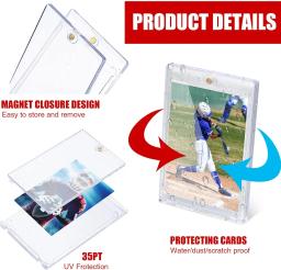 Titular do cartão magnético para cartões comerciais, protetor de plástico, esportes de beisebol, Yugioh Display Case, Magnet Top Loader, 35PT, 2pcs - Image 5