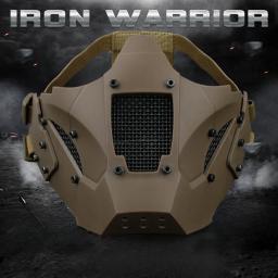 Airsoft máscara protetora de malha meia face ajuste rápido capacete ferroviário para caça paintball csgame tiro esporte ao ar livre - Image 2