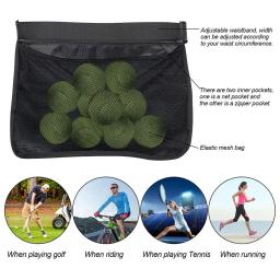 Bolsa de transporte para bola de tênis, grande capacidade, zíper, armazenamento de bola de tênis, bolsa de cintura para esportes ao ar livre, suporte para celular, bolsa de malha, 1 peça - Image 5