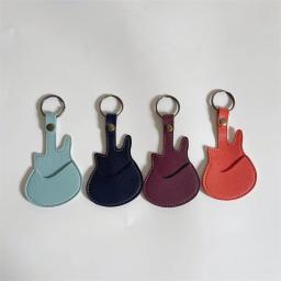 Suporte de palheta de guitarra, estojo de palheta de couro, chaveiro, formato de guitarra, acessórios de instrumento de cordas, excluindo palheta - Image 5