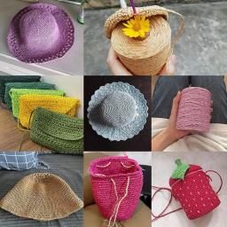 Fios coloridos de 280 metros, fio de palha de ráfia natural para o verão, malha à mão, chapéu de crochê, bolsa, cestas de almofada, material de tricô - Image 4