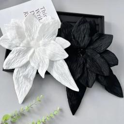 Broches de flores grandes plissados em tecido vintage, broches de lapela elegantes para decoração feminina, acessórios de roupas - Image 3