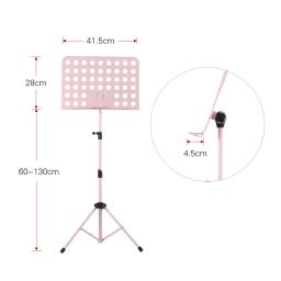 Destacável portátil Metal Music Stand, instrumentos musicais para piano, violino, folha de guitarra, acessório musical, preto e rosa - Image 2