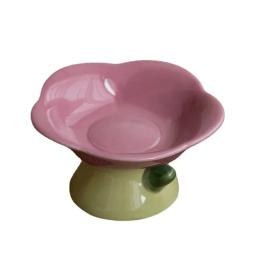 Tigela levantada antiderrapante para animais de estimação, alimentador cerâmico bonito, forma de flor, pé alto, alimentador de cachorro, água de alimentação, prato de gato elevado, suprimentos para animais, novo - Image 4