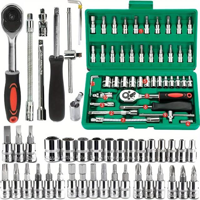 Kit de Reparo Automotivo Profissional 46 Peças - Caixa Verde