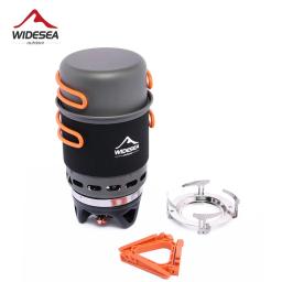 Widesea-Camping Cozinhando Sistema com Trocador De Calor, Queimador De Gás Ao Ar Livre, Fogão, Turista Pot Set, Talheres Cup, Turismo, Caminhada, Panelas - Image 1