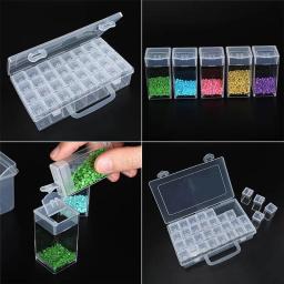 Caixa De Armazenamento De Plástico para Artesanato DIY, Caixa De Armazenamento De Jóias, Grânulos De Pintura Diamante, 64 ou 32 Compartimentos - Image 4
