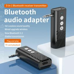 3 em 1 bluetooth 5.3 transmissor receptor adaptador 3.5mm aux jack para alto-falantes do carro receptor de música áudio suporte tf cartão jogar volta - Image 1