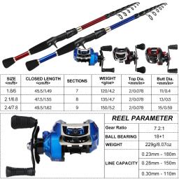 Sougayilang Telescópica Fundição Pesca Combo 1.8-2.4 M Portátil Haste De Fibra De Carbono e 7.2:1 Relação de Engrenagem Carretel De Pesca combinação - Image 3