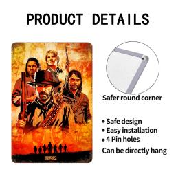 Red dead redemption 2 decoração de metal cartaz do vintage estanho sinal de metal placa decorativa para pub bar homem caverna clube decoração de parede - Image 4