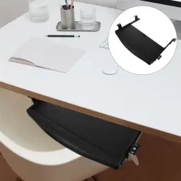 Suporte ajustável para teclado de computador Organizador de mesa Gaveta de bandeja com caixa de caneta Plataforma do mouse do escritório Slide de posição giratória - Image 2