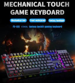 Kit de teclado mecânico com fio retroiluminado, Luminoso impermeável, 104 teclas, Mouse Set for Gamer, PC, Laptop, Casa, Escritório - Image 2