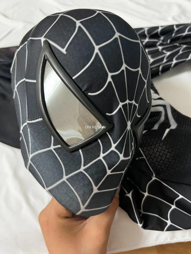 Traje Cosplay Personalizado do Venom em Lycra Alta Elasticidade com Impressão Digital HD - Macacão Preto Edição Toby