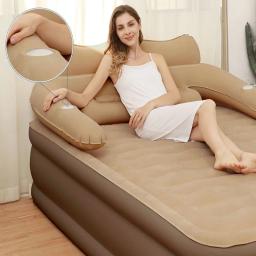 152*203*48cm 2 pessoa inflável colchão cama interior ao ar livre dormir acampamento almofada de ar carro dobrável preguiçoso portátil sofá esteira - Image 3