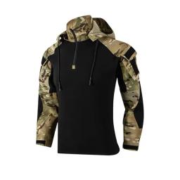Ternos táticos de paintball, roupas de trabalho, uniforme com vários bolsos, camisas de combate camufladas, calças cargo com capuz, joelheiras, roupas de caça - Image 5