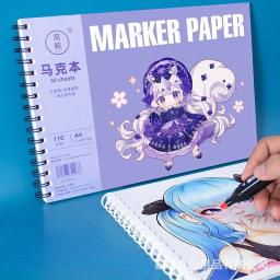 Papel Espessado Sketchbook, Estudante Arte Pintura, Marcador Pen Bobina, Material Escolar, A4, A5, 50 Folhas - Image 1