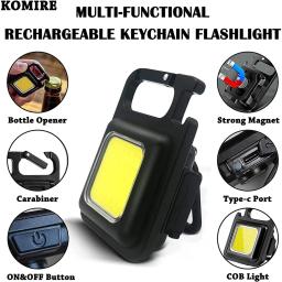 Luz do chaveiro luz forte lanterna recarregável ao ar livre multi-função portátil mini luz de trabalho pequeno portátil led - Image 1