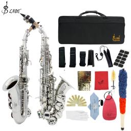 SLADE-Saxofone Soprano Profissional, B Saxofone Plano, Latão Sax prateado com Case, Cinta no pescoço, Peças Reeds, Instrumento de Sopros - Image 1