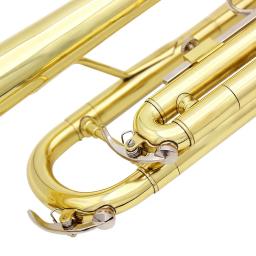 Trompete Padrão com Pano de Limpeza e Luvas, Instrumento Estudantil de Bronze, Adequado para Banda Escolar, Orquestra, Iniciantes - Image 2